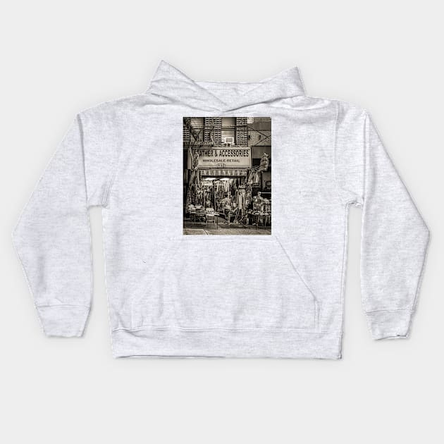 Old Vintage New York City Manhattan Street Kids Hoodie by eleonoraingrid